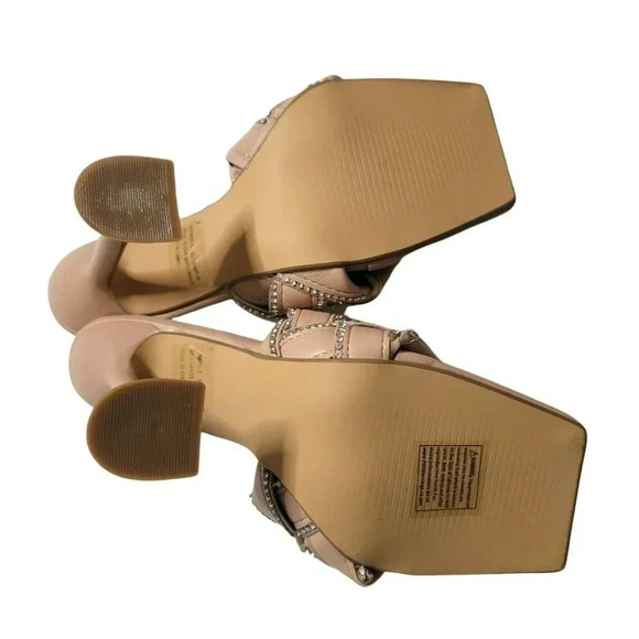 FASHION NOVA SIZE 7 SQUARE TOE Braided Slide Dress Sandals EMBELLISHMENTS Nude - Picture 6 of 6